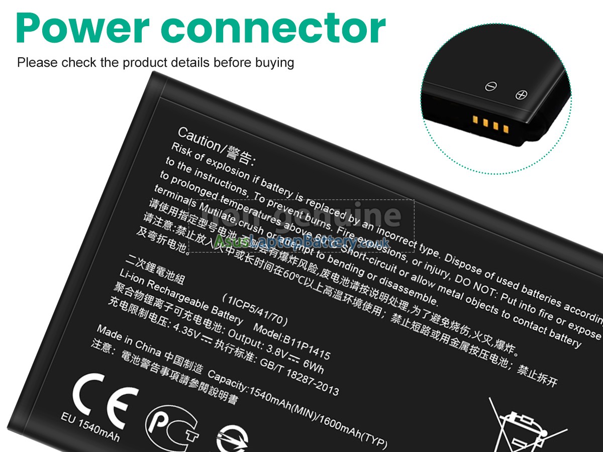 replacement Asus B11P1415 battery