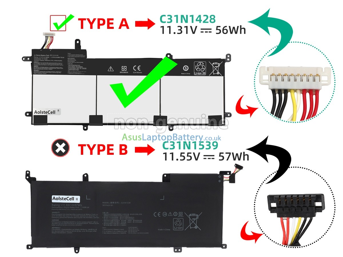 replacement Asus C31N1539 battery